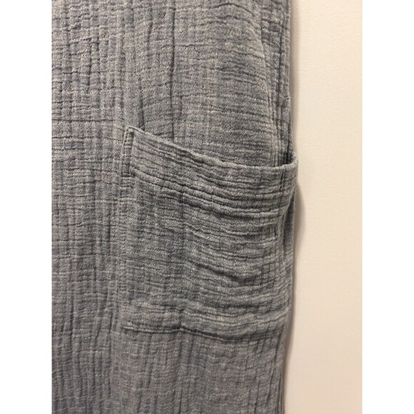 Women's Size Medium Spaghetti Strap Cropped Cotton Wide-Leg Jumpsuit Pockets - Picture 4 of 7